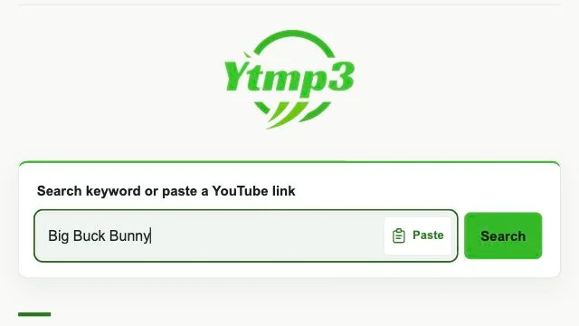 حقل Ytmp3 للكلمات المفتاحية أو رابط YouTube