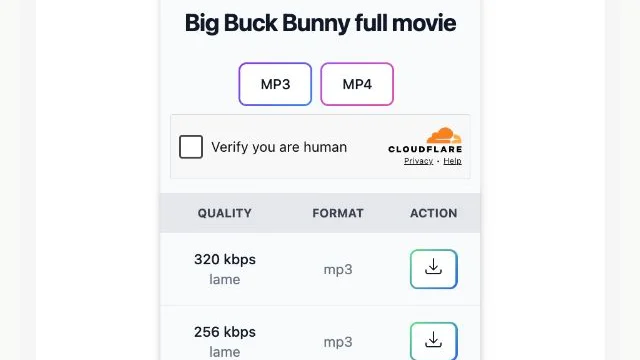 منطقة تحويل Ytmp3 لمراجعة خيارات التنزيل